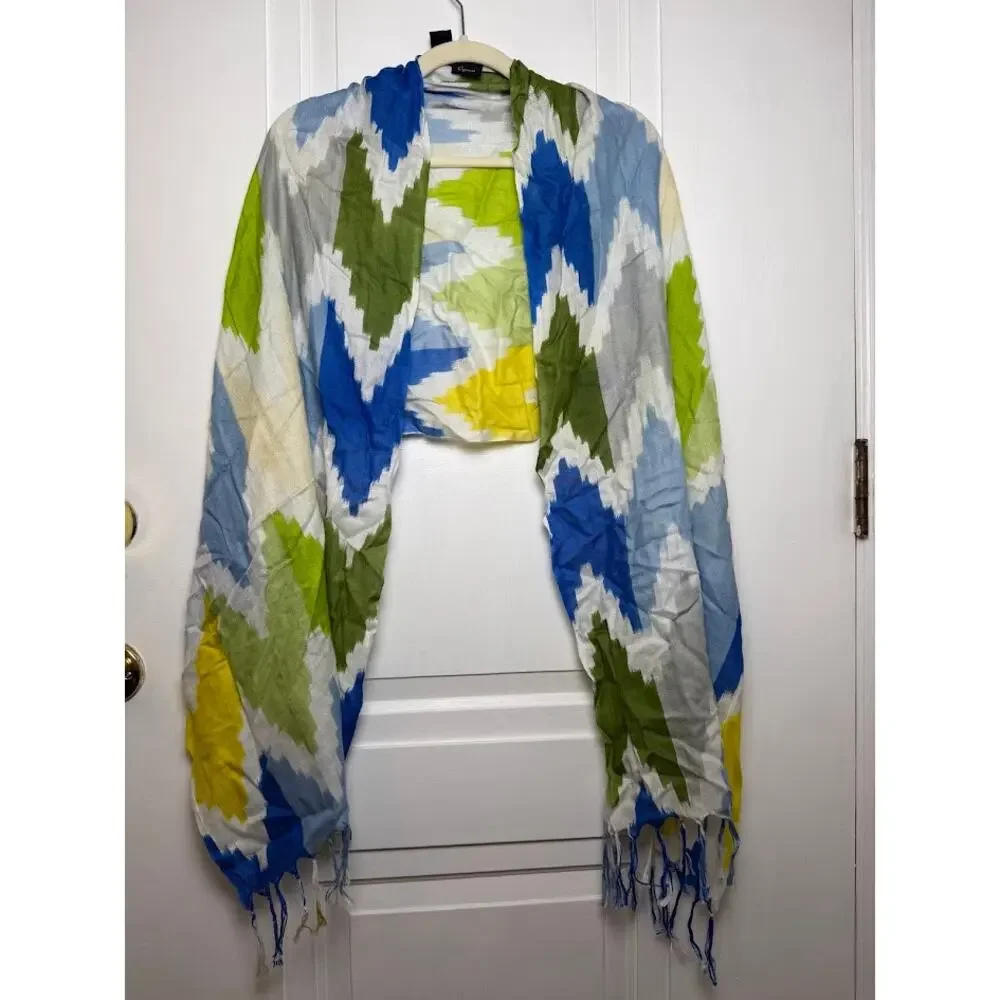 Cejion Womens Fashion Scarf Chevron Ikat Print Rectangle Wrap Light Weight